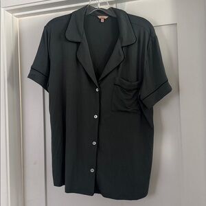 Eberjey Dark Green Pajama Top Button Front Medium